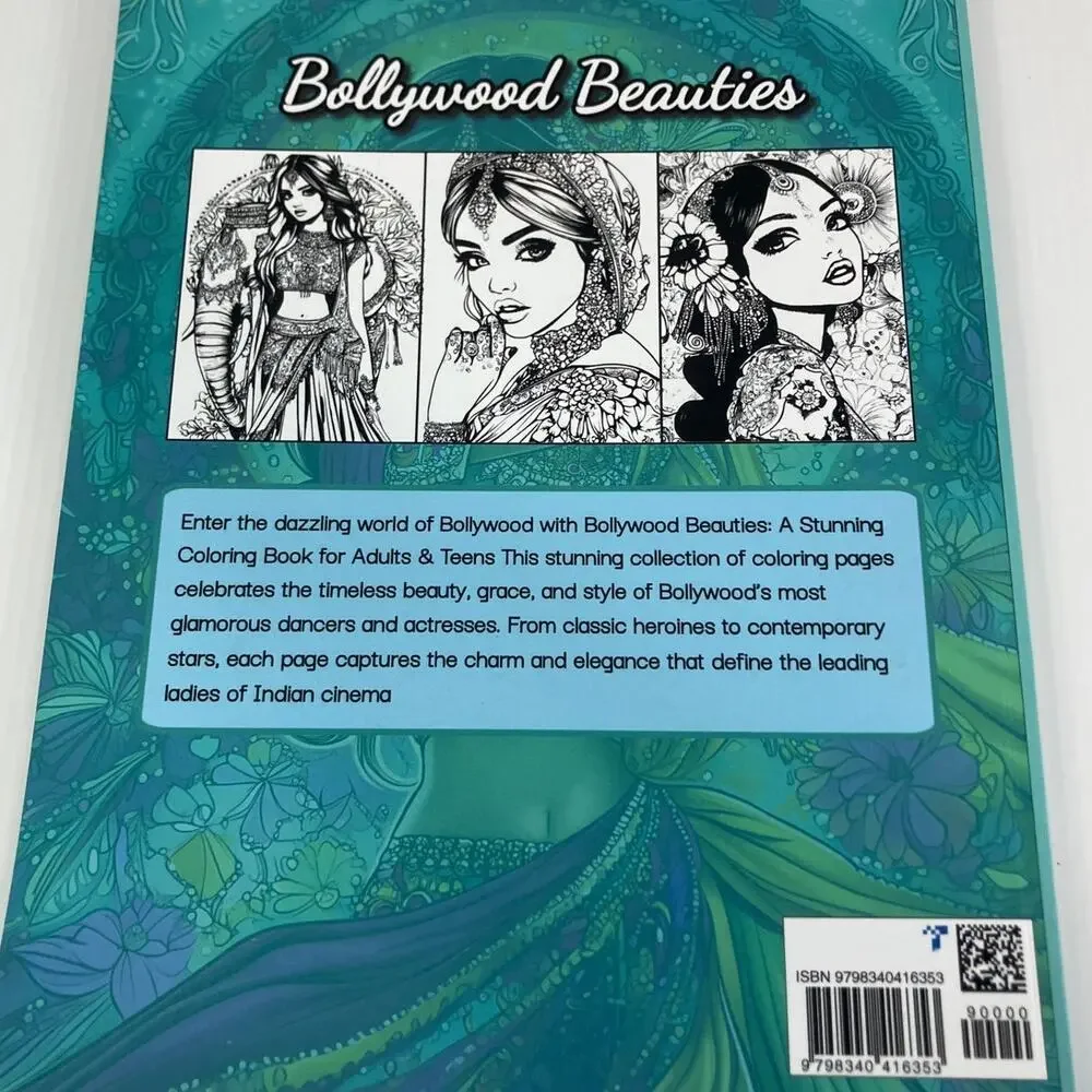 NWT Bollywood Beauties Adults Teens Coloring Book by Mina Miranda